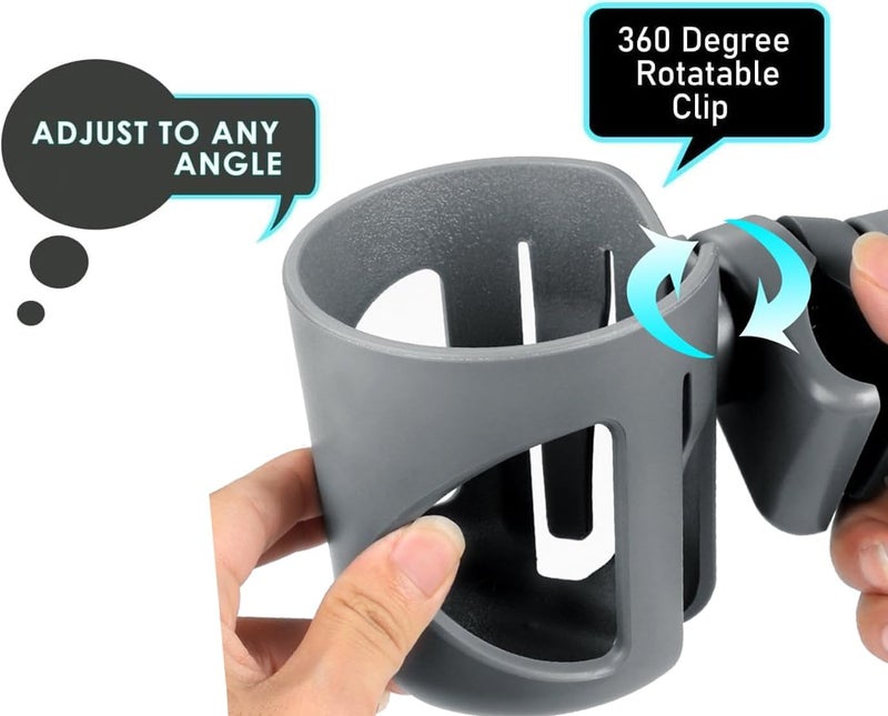 Digital Nc Knee Walker Cup Holder. A Solid Super Secure Fit. 360 Degrees Rotatable. Anti-Shake Spill Resistant. (Gray) - Image 4